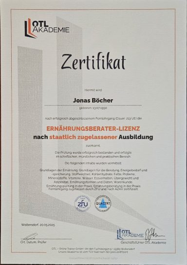 Zertifikat Ernährungsberatung ernährungsberater